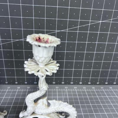 Cast Iron Dragon Candle Sticks 