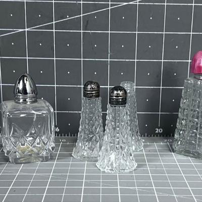 3 Sets of Clear Glass S& P 
