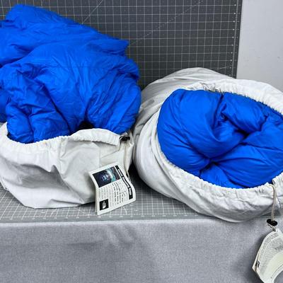 THE NORTH FACE BLUE KAZOO DOWN SLEEPING BAGS PAIR