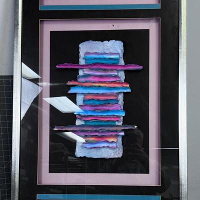 Mixed Media Post Modern Framed Art Under Glass 