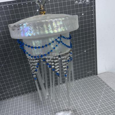 Antique Art Deco GLASS Chandelier with Beads and Rods