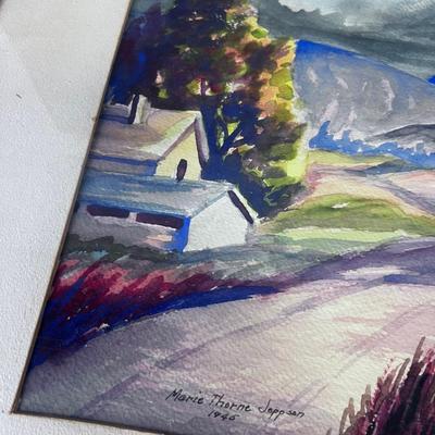 Marie Thorne Jeppeson Water Color "Granary" Date 1945