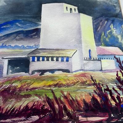 Marie Thorne Jeppeson Water Color "Granary" Date 1945