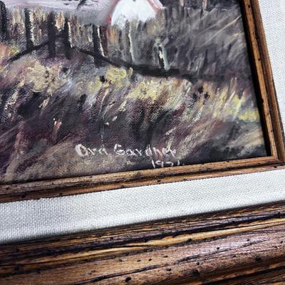 Oil on Board by Ova Gardner Dated 1974, Framed