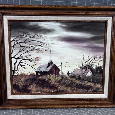 Oil on Board by Ova Gardner Dated 1974, Framed