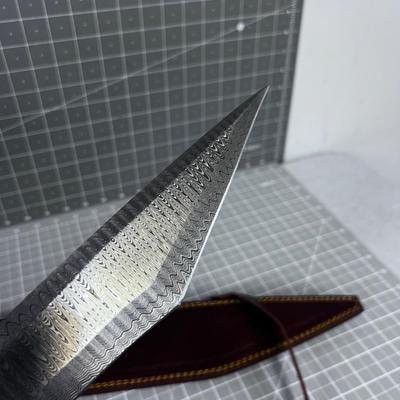 Damascus Short Sword and Scabbard 