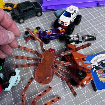 Die Cast Cars and Plastic Spiders 