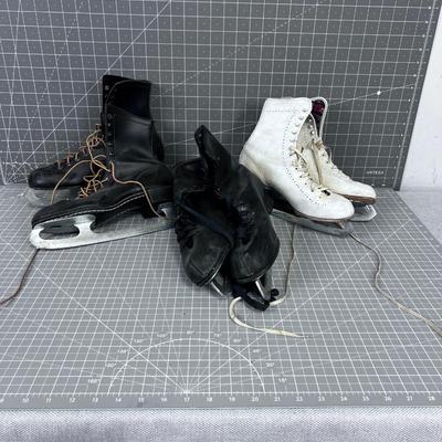 (3) Pair of VINTAGE Ice Skates