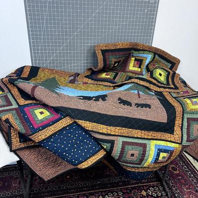 Darling, Twin Full Black Bear QUILT with Matching Sham 