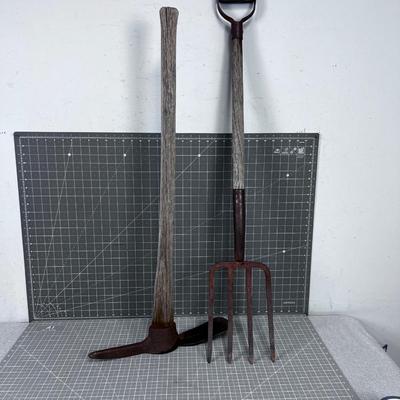 Spade and Pick with Weathered Handles