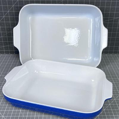 2 EMILE HENRY Blue Baking Dishes 