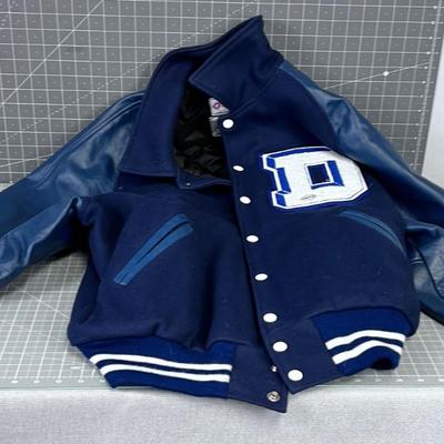 D and a Letter in Football - BLUE Color Letterman's Jacket
