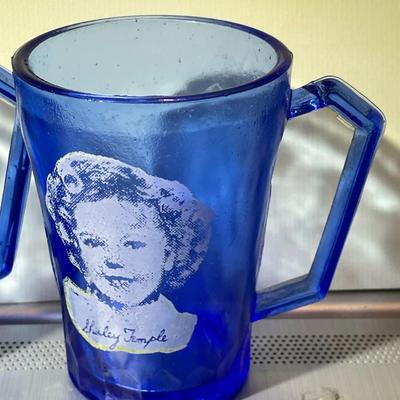2-Vintage Shirley Temple Mug Ritz Blue Depression Glasses 3-5/8