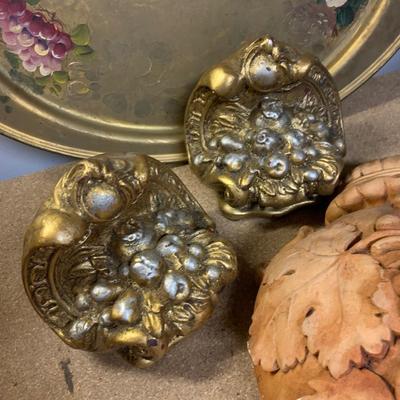 Vintage Decor Lot Terra Cotta Wall Hanger Bookends Tray