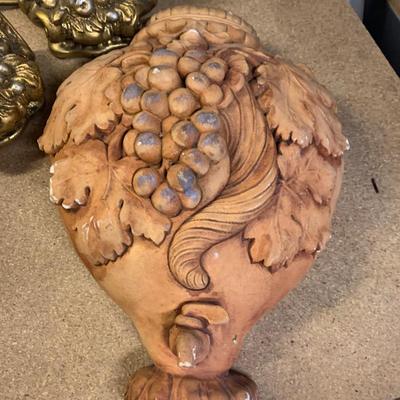 Vintage Decor Lot Terra Cotta Wall Hanger Bookends Tray