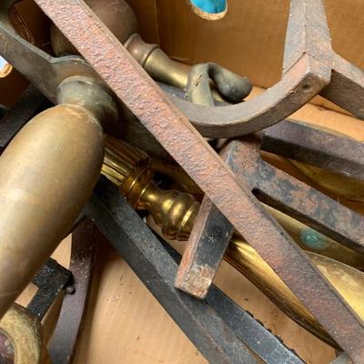 Vintage Brass Andirons Lot