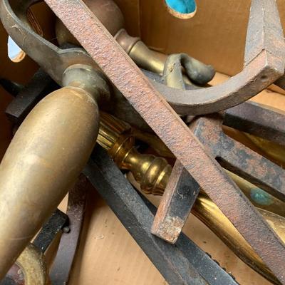 Vintage Brass Andirons Lot