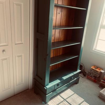 Teal Painted Wooden Bookcase (O-MG)