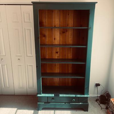 Teal Painted Wooden Bookcase (O-MG)