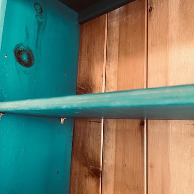 Teal Painted Wooden Bookcase (O-MG)