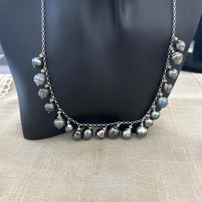 Tahitian multi-pearl drop necklace Silver 925