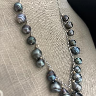 Tahitian multi-pearl drop necklace Silver 925