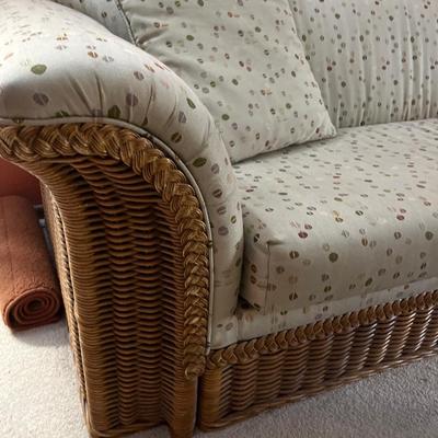 L82- Rattan sleeper sofa & coffee table