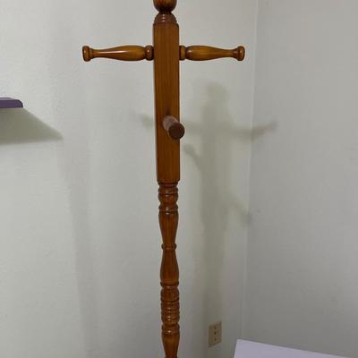 B2- Light purple nightstand, coat rack & wicker basket