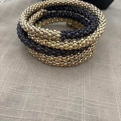 Brown and gold tone spiral twist bracelet