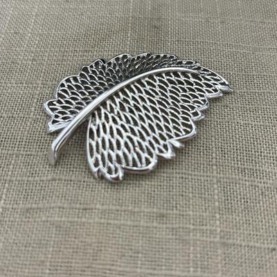 Silver tone monet leaf pin