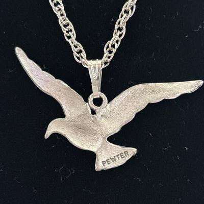 Silver toned chain with vintage pewter Bird