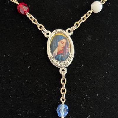 Beautiful rosary with Milk, glass, crystal beads, Italy, pendant, and crucifix cross pendant