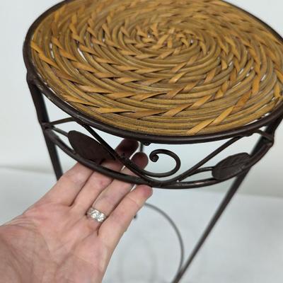 Metal Plant Stand With Wicker Top