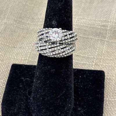 Exquisite Faux Diamonique Wedding Ring Set