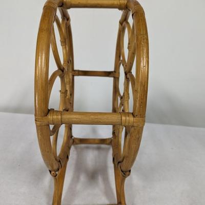 1970's Bamboo Rattan Wine Rack