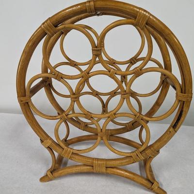 1970's Bamboo Rattan Wine Rack