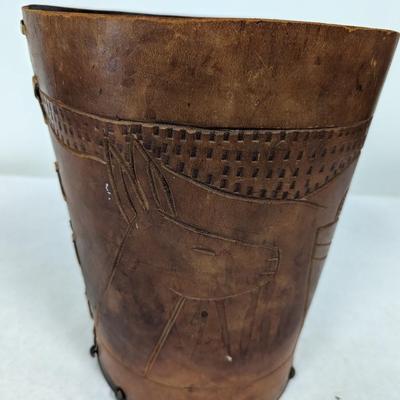 Leather Embossed Waste Basket