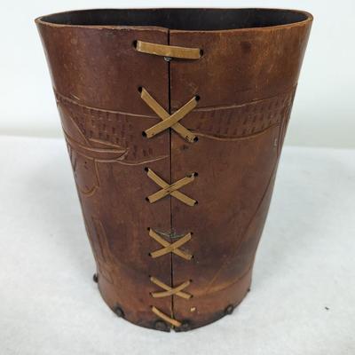 Leather Embossed Waste Basket