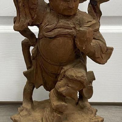 20th Century Chinese Temple Hand Carved Wood Statue