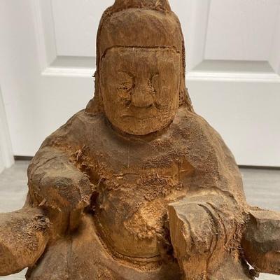 20th Century Chinese Temple Hand Carved Wood Statue #4