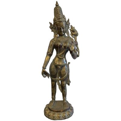 Tibetan Gilt Brass Bhumi Devi Sculpture