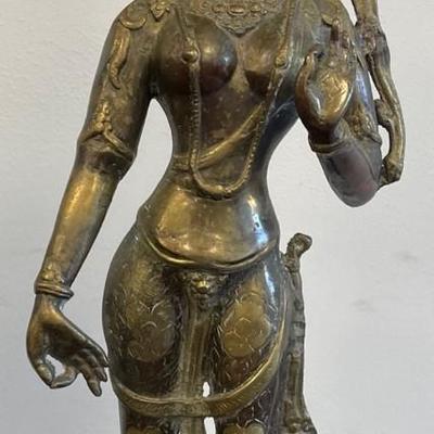 Tibetan Gilt Brass Bhumi Devi Sculpture