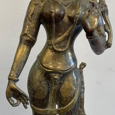 Tibetan Gilt Brass Bhumi Devi Sculpture