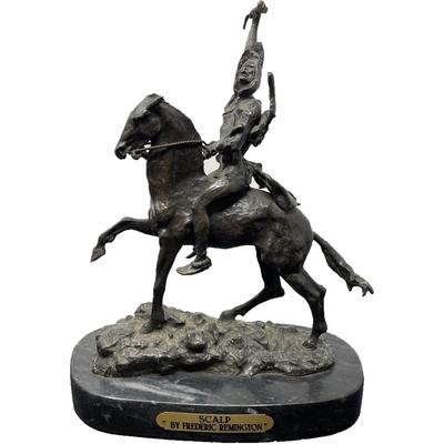 FREDRICK REMINGTON HORSE RIDER SCULPTURE/ THE SCALP