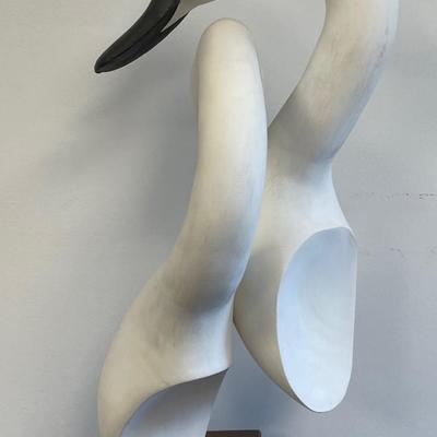 Ann Sears hand carved Loving Pair Swan Sculpture 28 X 9