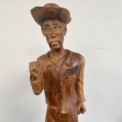 Vintage Carved Male Folk Art style Sculpture 21" h