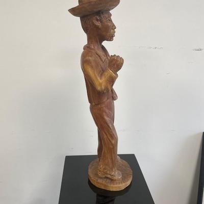 Vintage Carved Male Folk Art style Sculpture 21" h