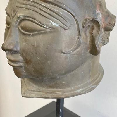 Heavy Bronze Head of a Bodhisattva