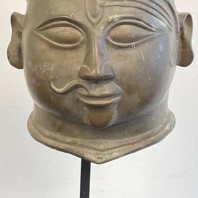 Heavy Bronze Head of a Bodhisattva