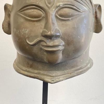 Heavy Bronze Head of a Bodhisattva